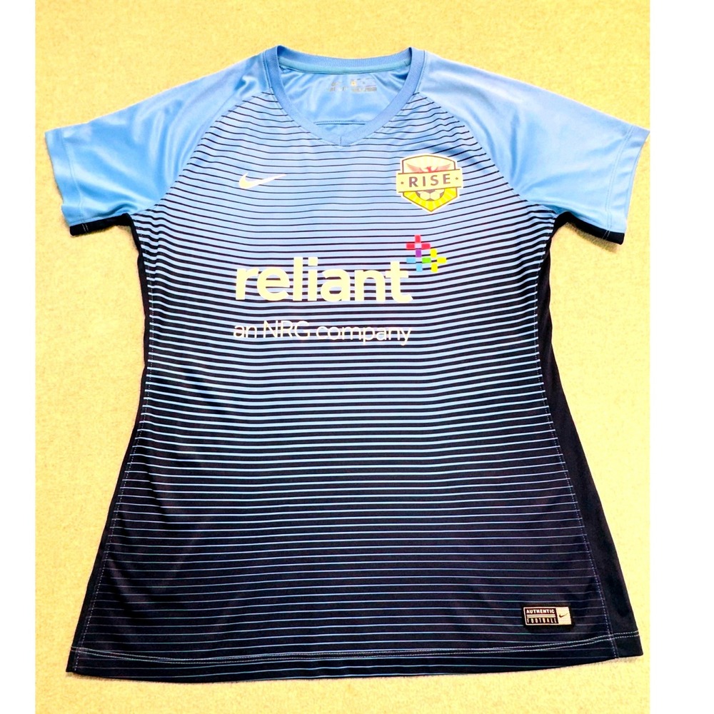 Nike Dri-FIT Houston RISE Soccer Club Jersey Women M Blue Reliant #4 Team Issued